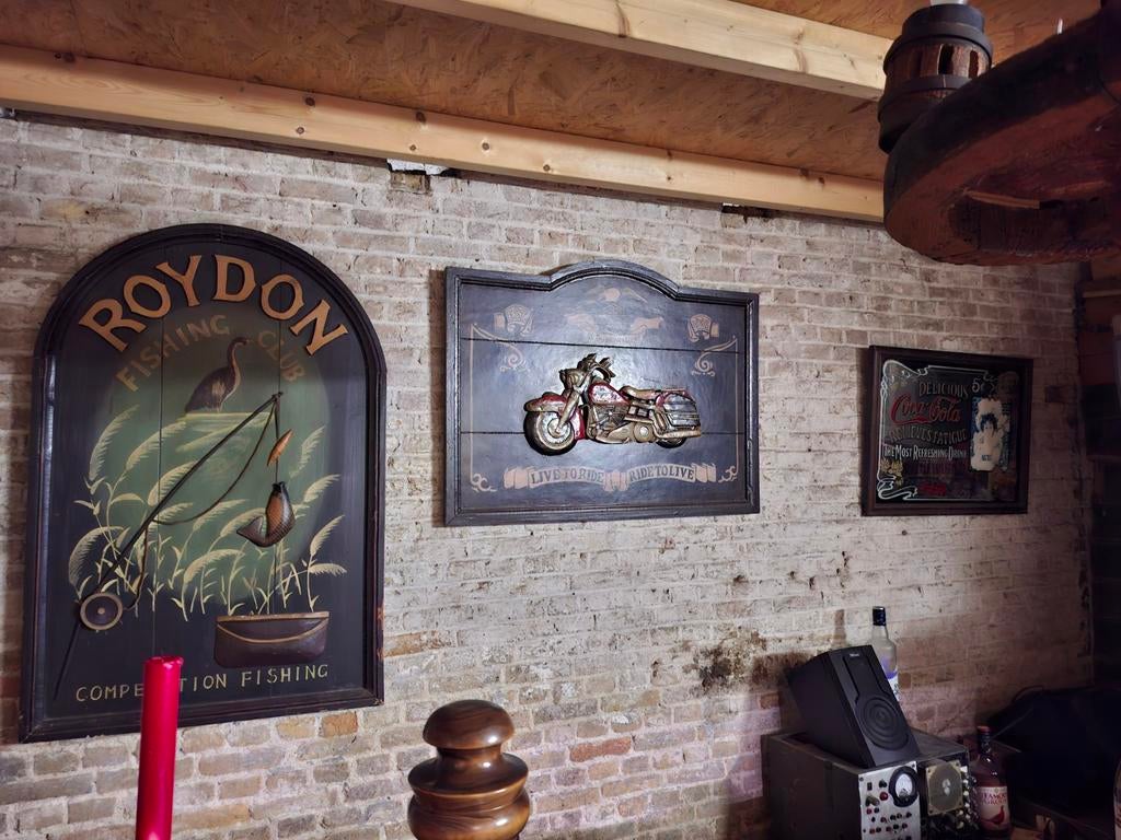 Groot houten wandbord Harley Davidson 'Live to Ride', Ophalen