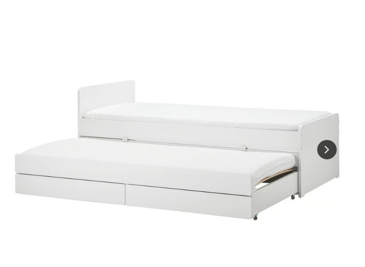 Bed fame with underbed and storage, white, 90x200 cm, Ophalen, 90 cm, Eenpersoons, Wit