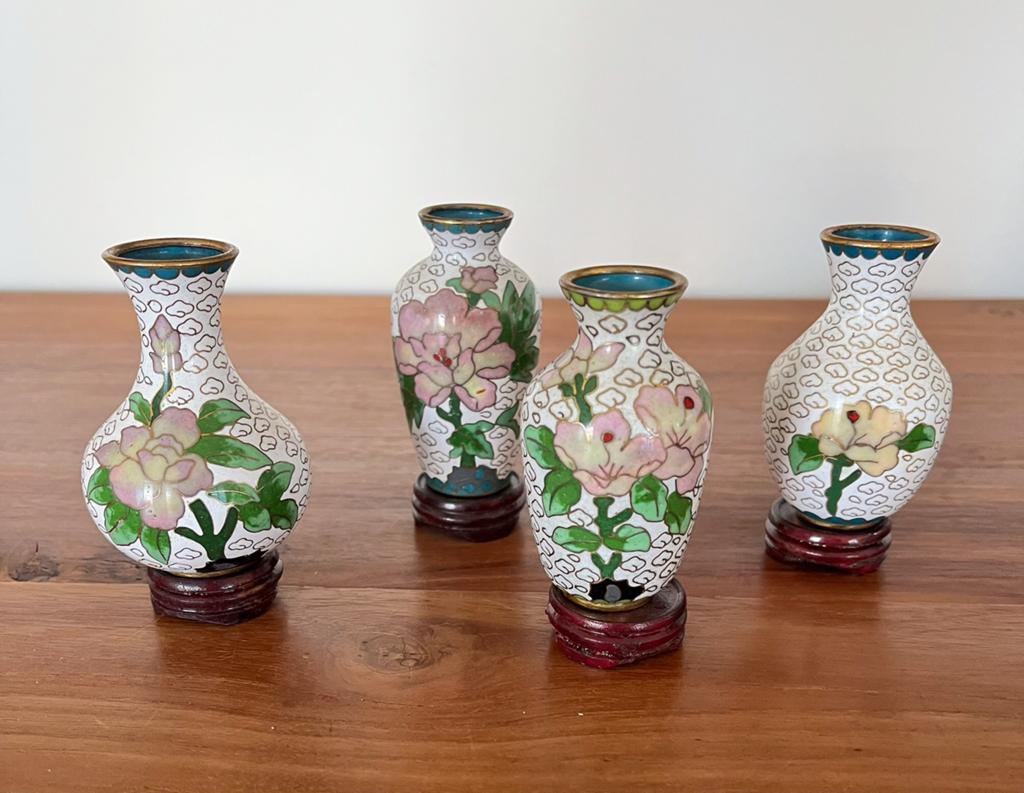 Miniatuur cloissone vaasjes 4x, Ophalen of Verzenden