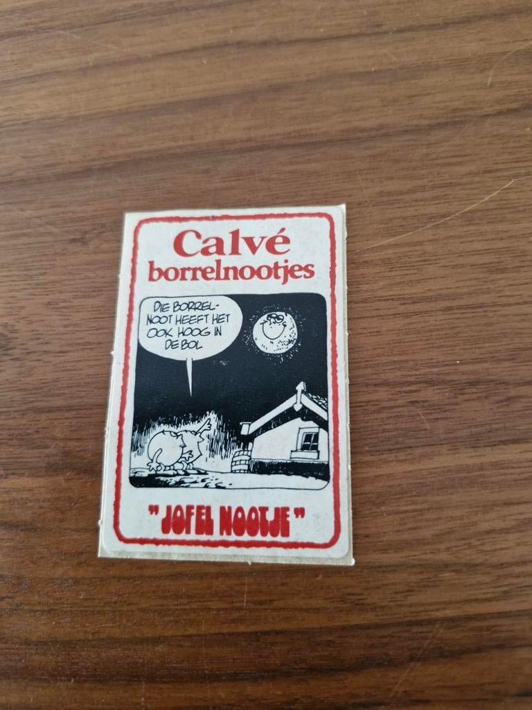 7211 Vintage Calvé Borrelnootjes 'Jofel Nootje' Sticker, Ophalen of Verzenden