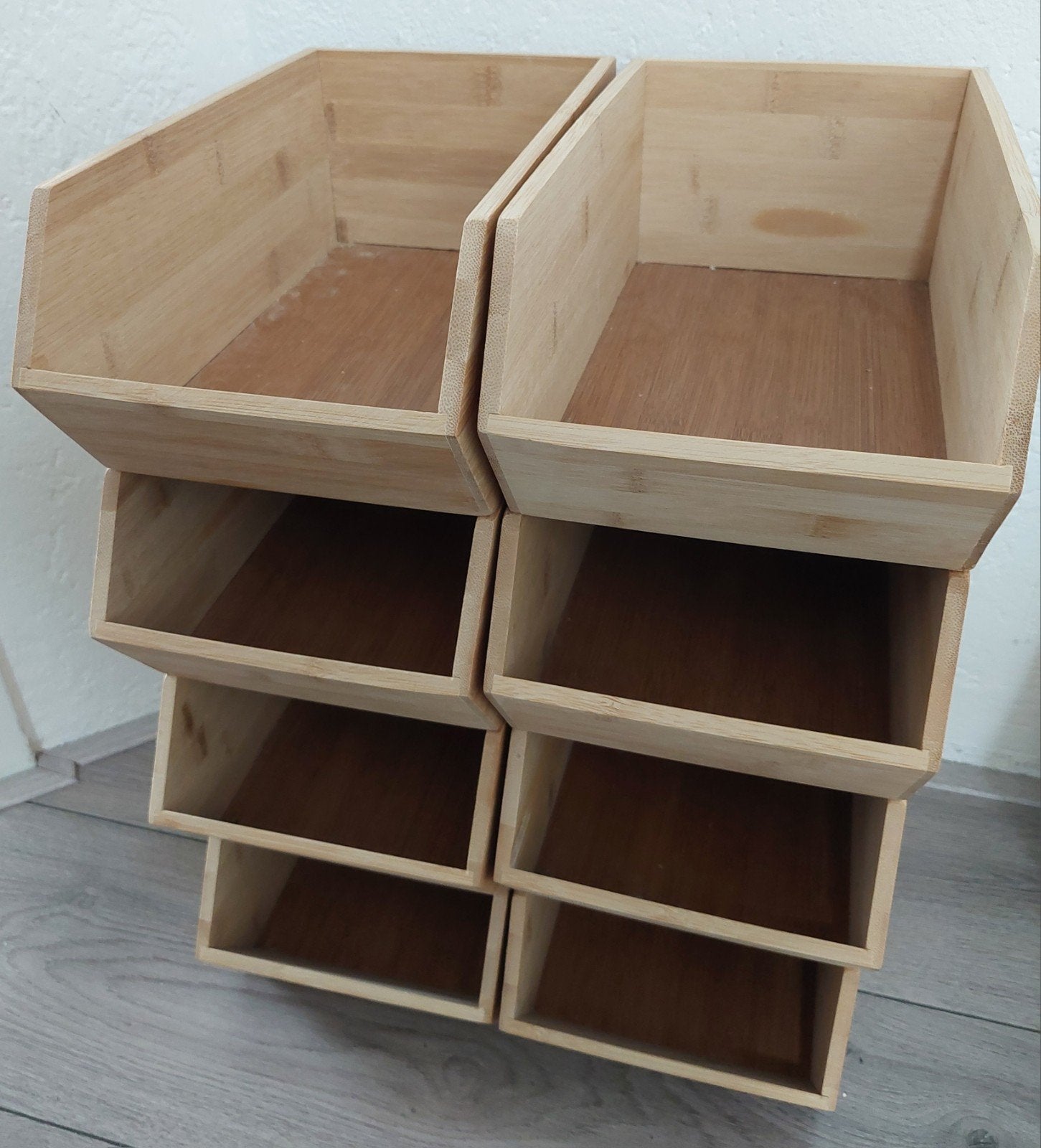 8 Houten stapelbakken/ gruttersbakken, Huis en Inrichting, Woonaccessoires | Overige, Ophalen