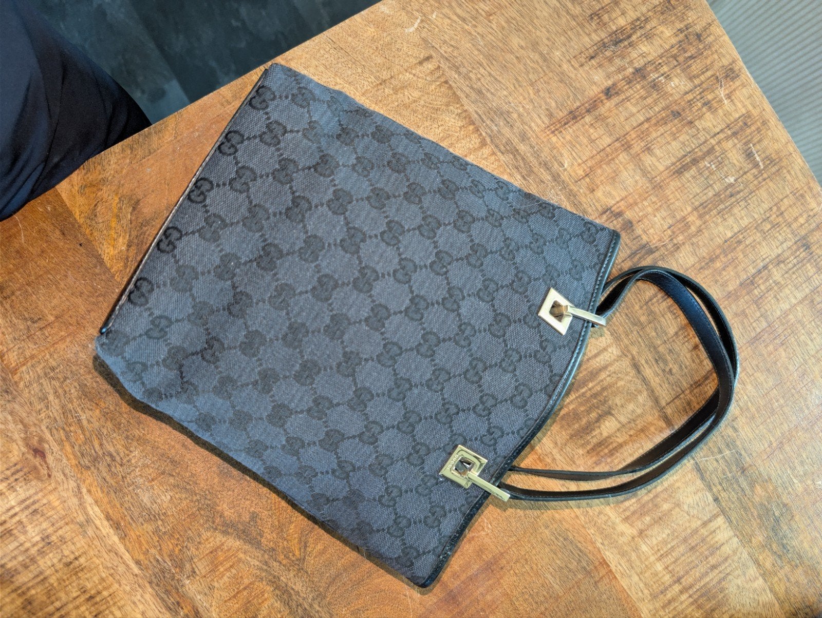 Gucci GG Canvas Tote Handtas, Verzenden, Gebruikt, Zwart, Handtas