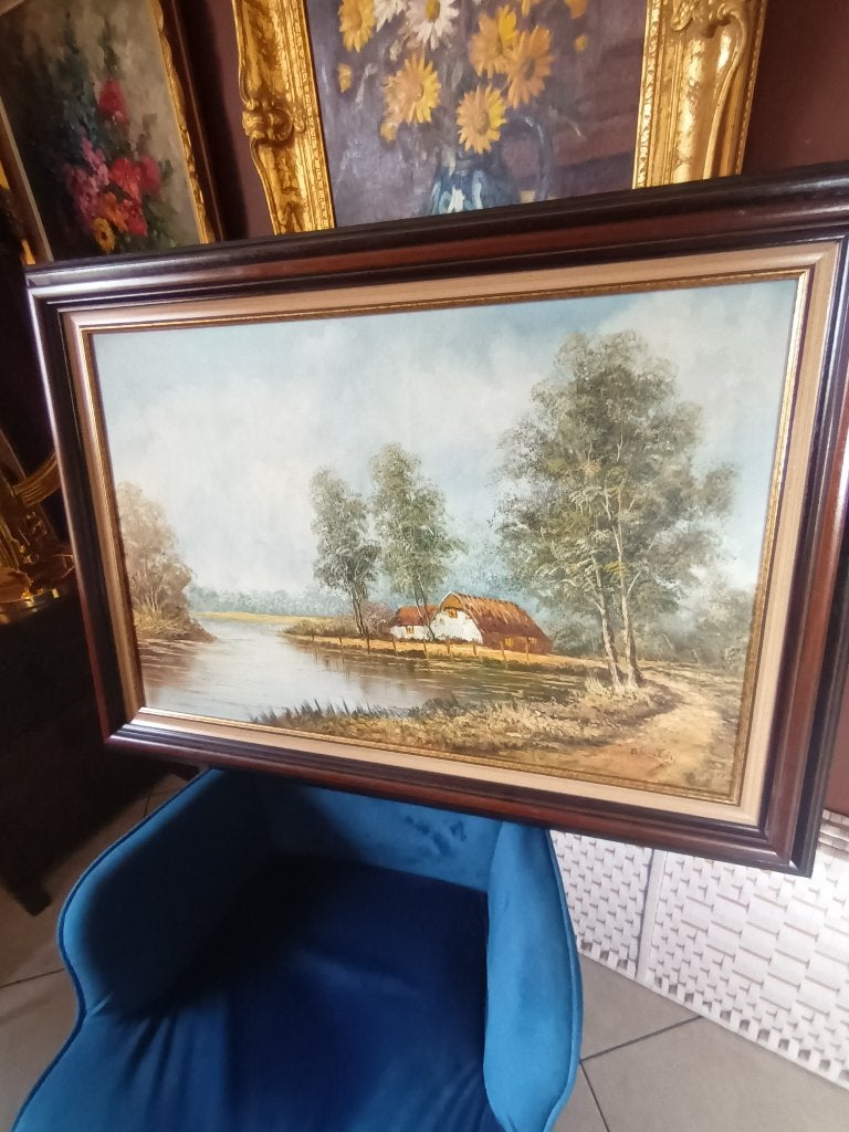 Schilderij classik , groot , mooi, Antiek en Kunst, Ophalen, Klassiek, Gesigneerd, Landschap