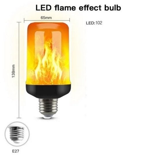 Groot model led vuurlamp (met net echt vuur), Ophalen of Verzenden, Zo goed als nieuw, E27 (groot), Led-lamp