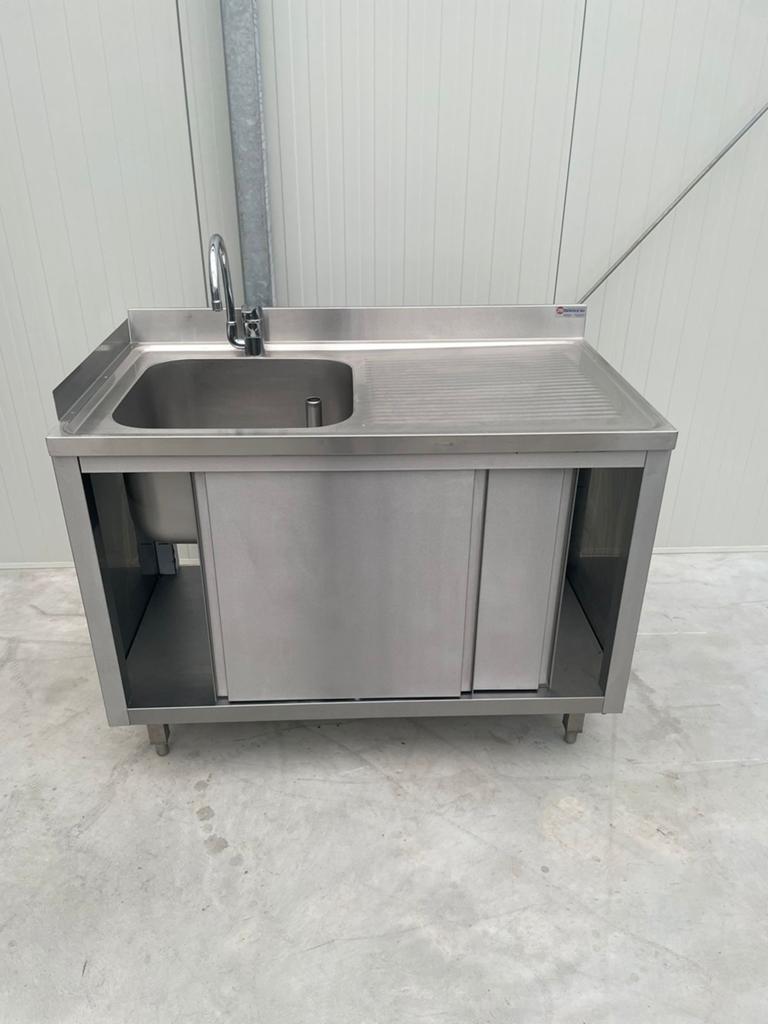 Horeca rvs spoeltafel wastafel aanrecht keukenblok spoelbak, Huis en Inrichting, 100 tot 150 cm, Ophalen of Verzenden, Zo goed als nieuw