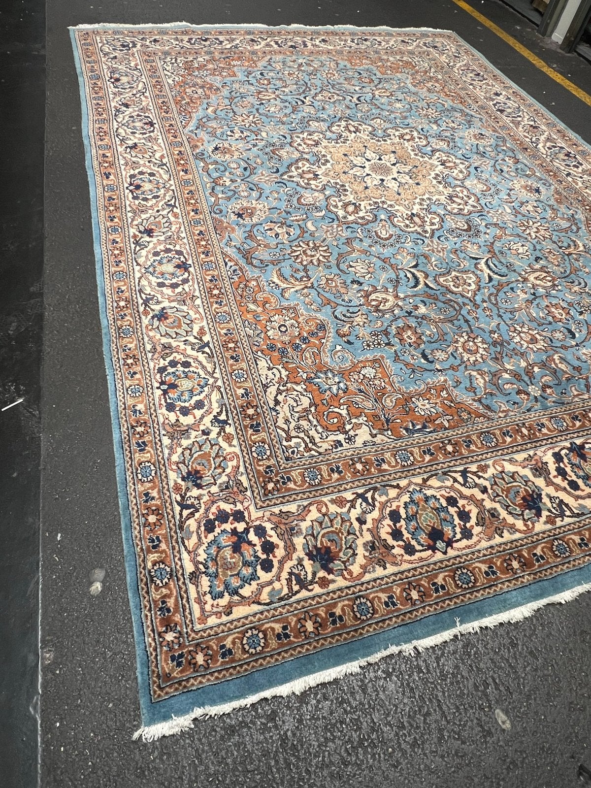 Vintage Prachtig Perzisch tapijt -  250/348gewassen, 100 tot 150 cm, Blauw, Ophalen of Verzenden, Zo goed als nieuw