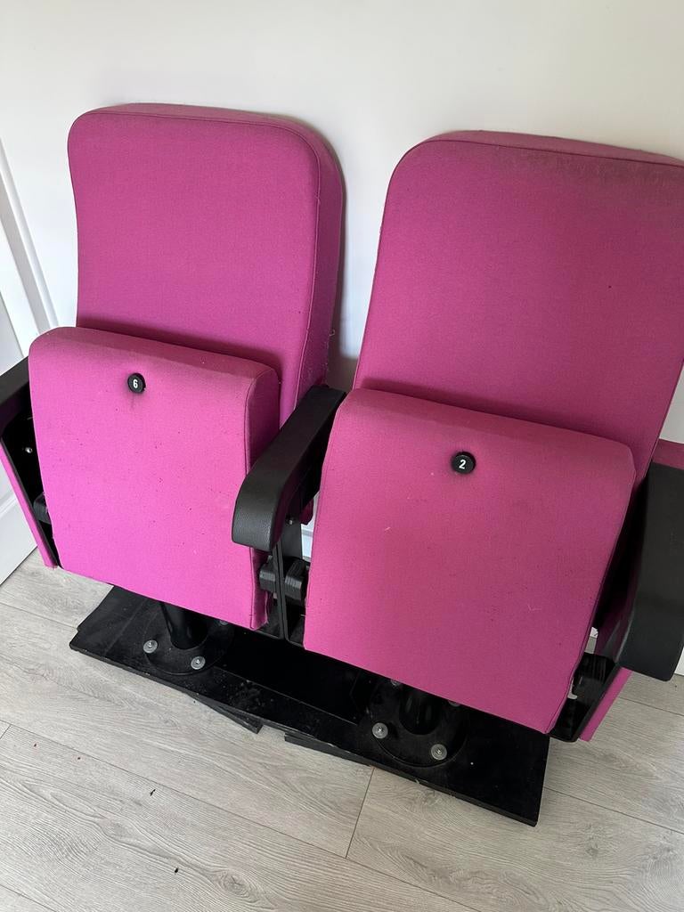 Set van 2 roze bioscoopstoelen, Ophalen, Gebruikt, Overige kleuren, Twee