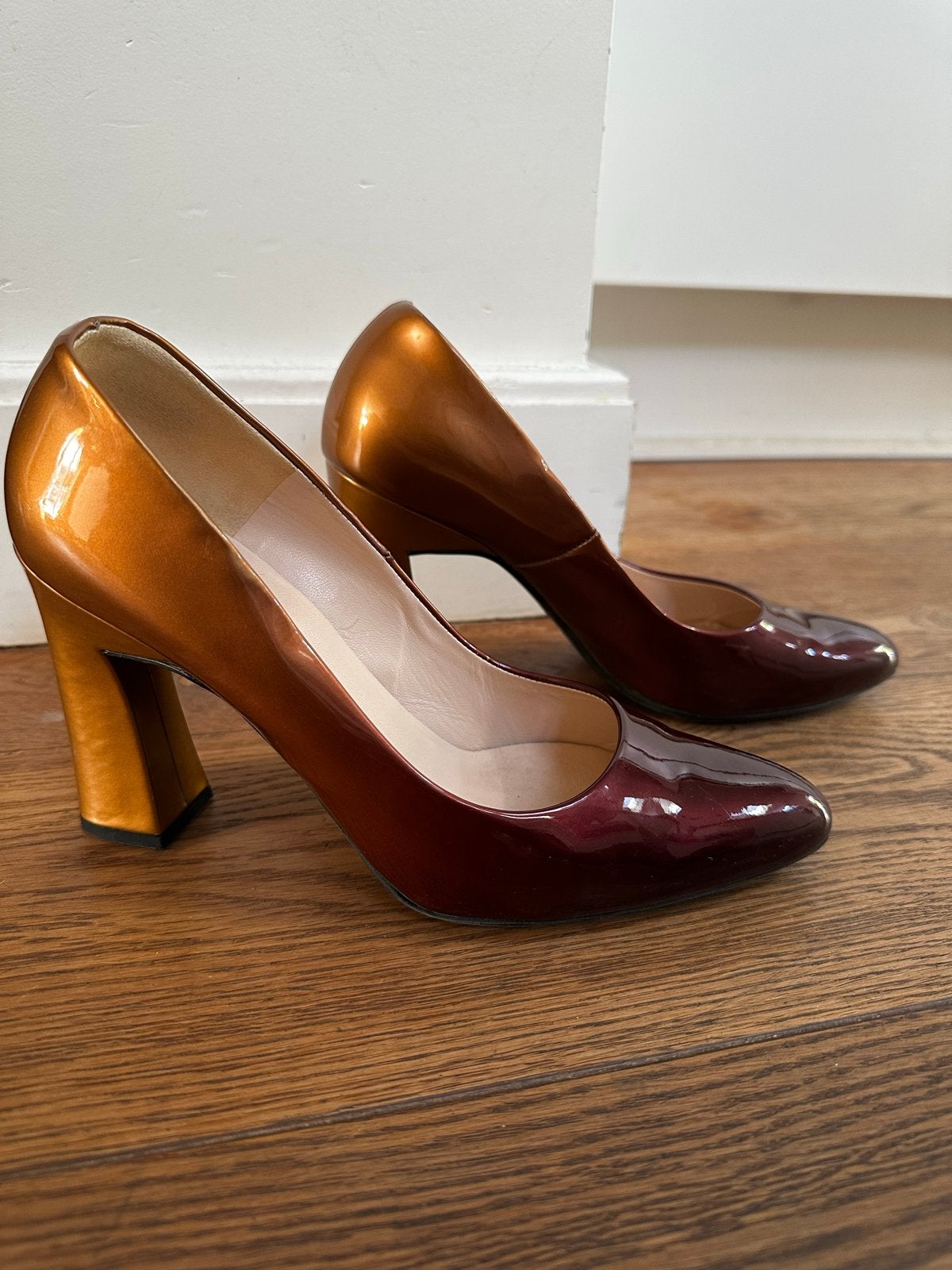 Peter Kaiser lakleren pumps bordeaux/koper, maat 39, Ophalen, Gedragen, Rood, Pumps
