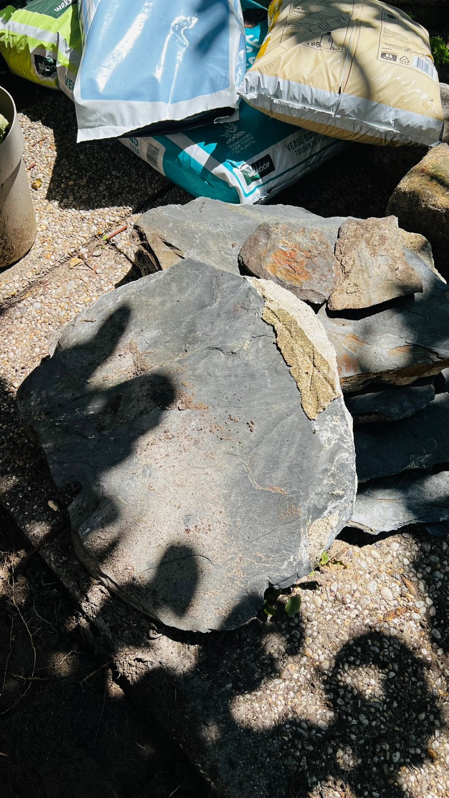 +- 6m2 aan zwarte flagstone, Tuin en Terras, Ophalen, Gebruikt, 5 tot 10 m², Natuursteen