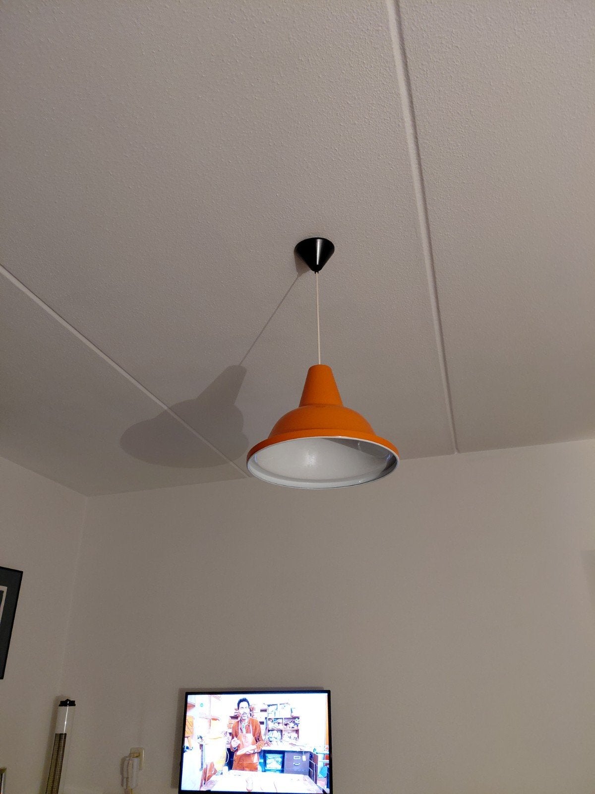 vintage 60s oranje hanglamp, Ophalen, Gebruikt, Vintage