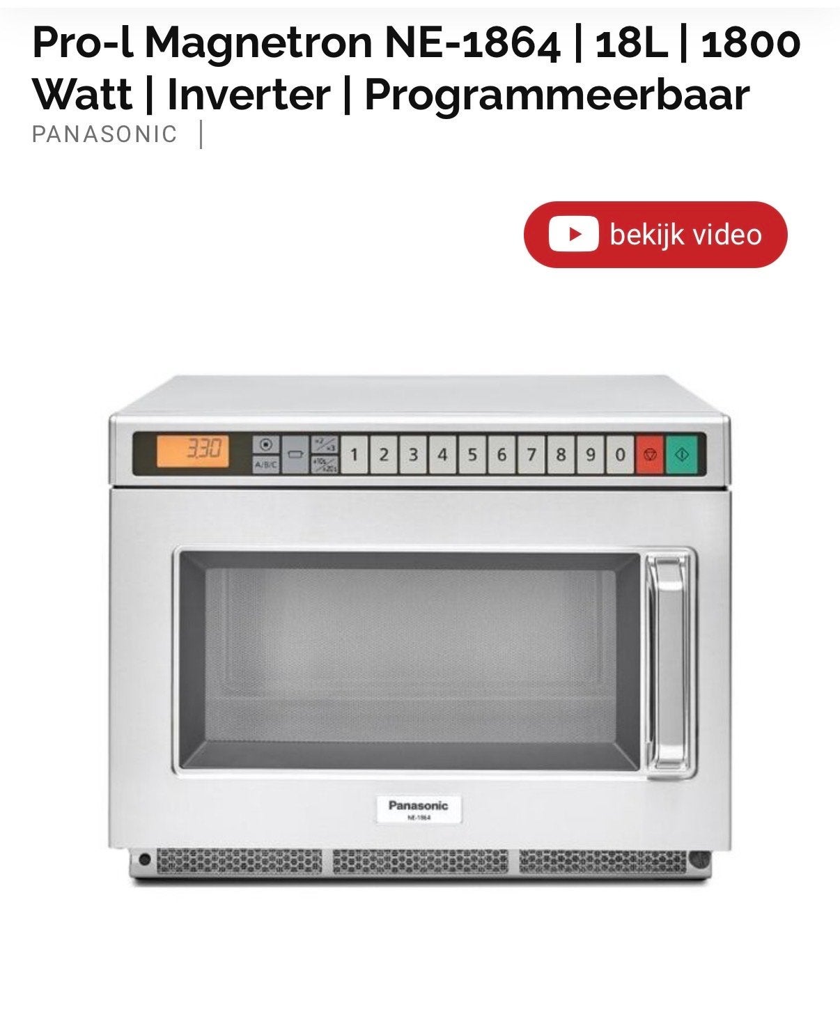 Panasonic Pro-l Magnetron NE-1864 | 18L | 1800 Watt, Ophalen, Minder dan 45 cm, Nieuw, Magnetron