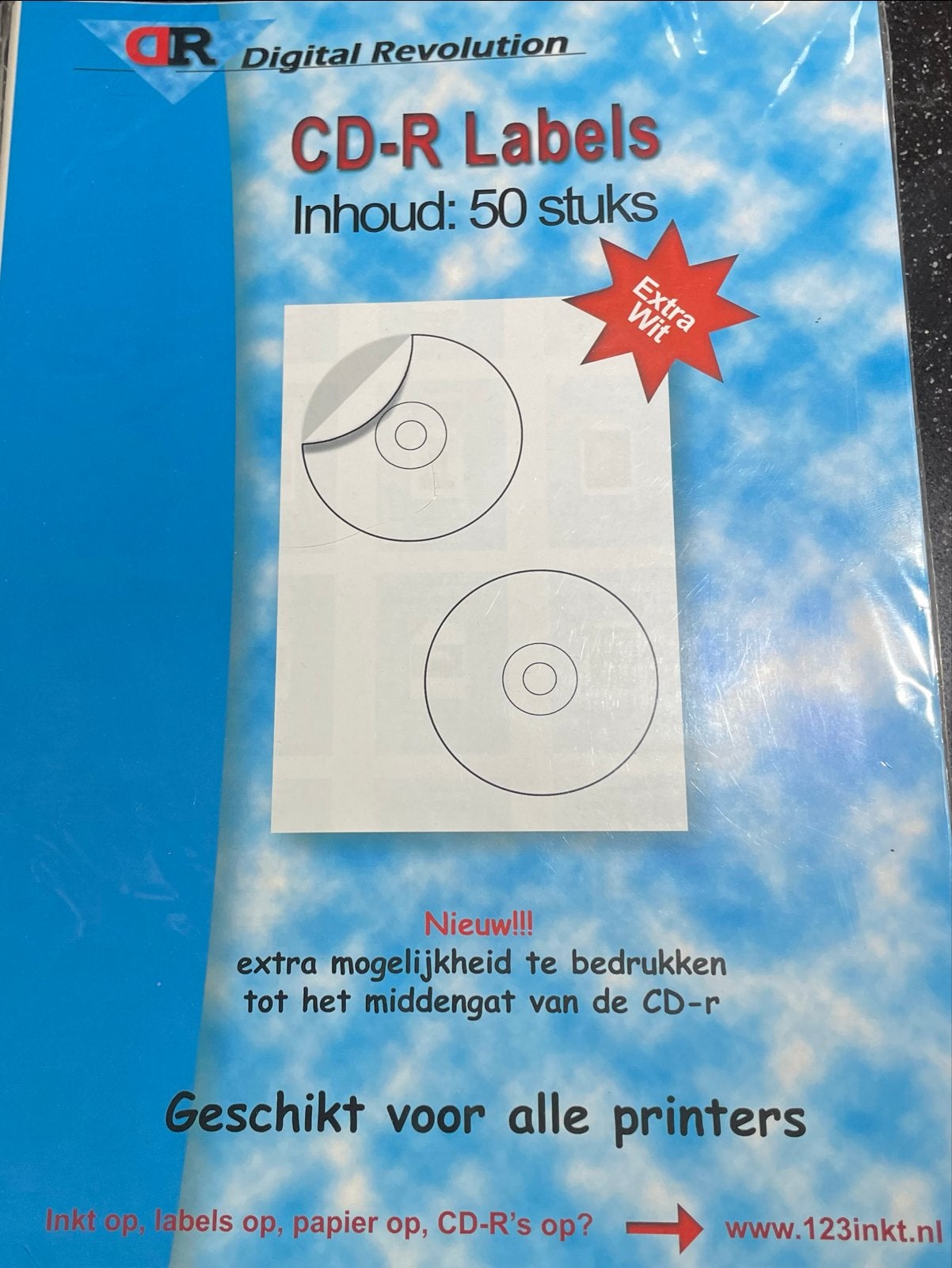 Digital Revolution CD-R Labels - 50 stuks, Extra Wit, Ophalen of Verzenden, Nieuw, Overige typen, Op spindel