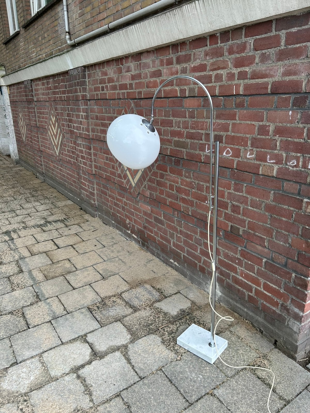 Vintage booglamp midcentury spaceage, Huis en Inrichting, Lampen | Vloerlampen, Ophalen of Verzenden, Zo goed als nieuw, 150 tot 200 cm