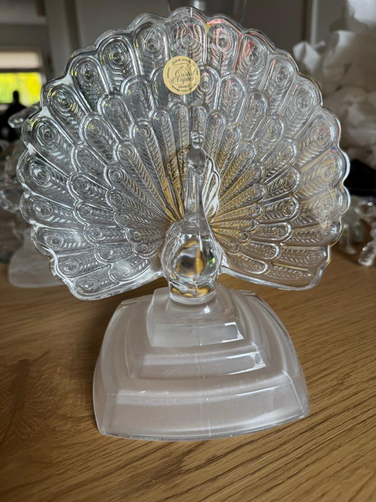 Prachtig Kristallen Pauw Beeldje van Cristal d'Arques, Antiek en Kunst, Antiek | Glas en Kristal, Ophalen of Verzenden
