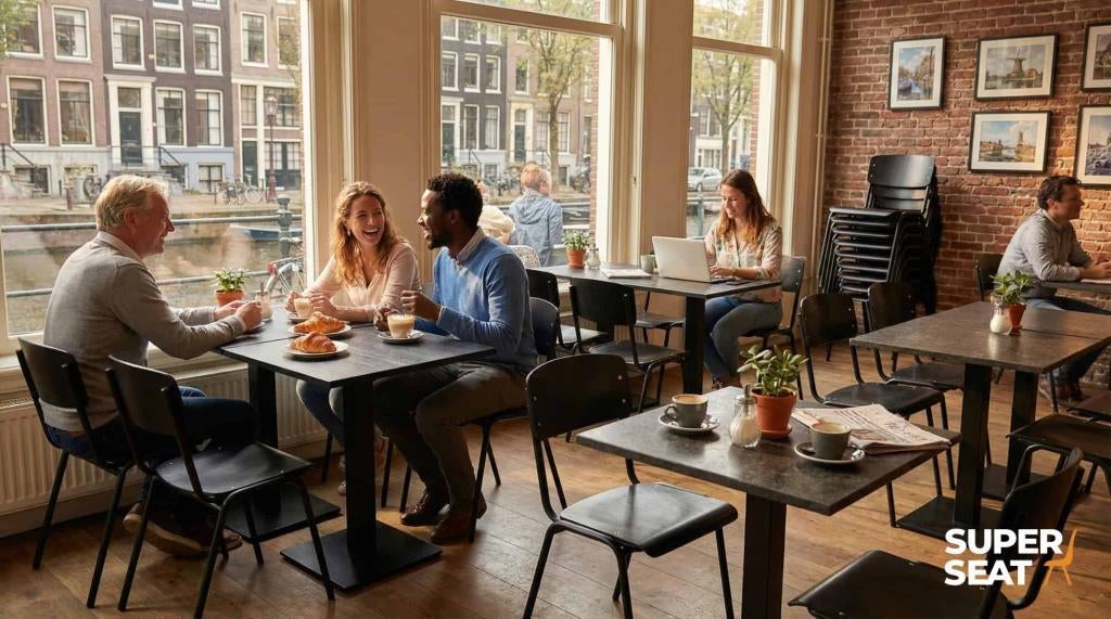 School chair vintage oude schoolstoelen cafe stoel  461, Ophalen of Verzenden, Nieuw, Bruin, Vijf, Zes of meer stoelen