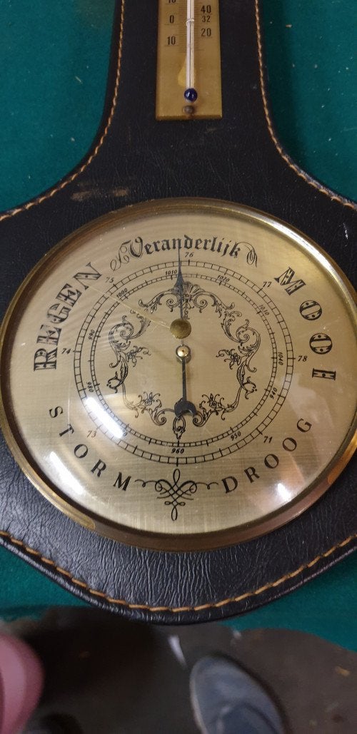 barometer met leer bekleed, Ophalen of Verzenden