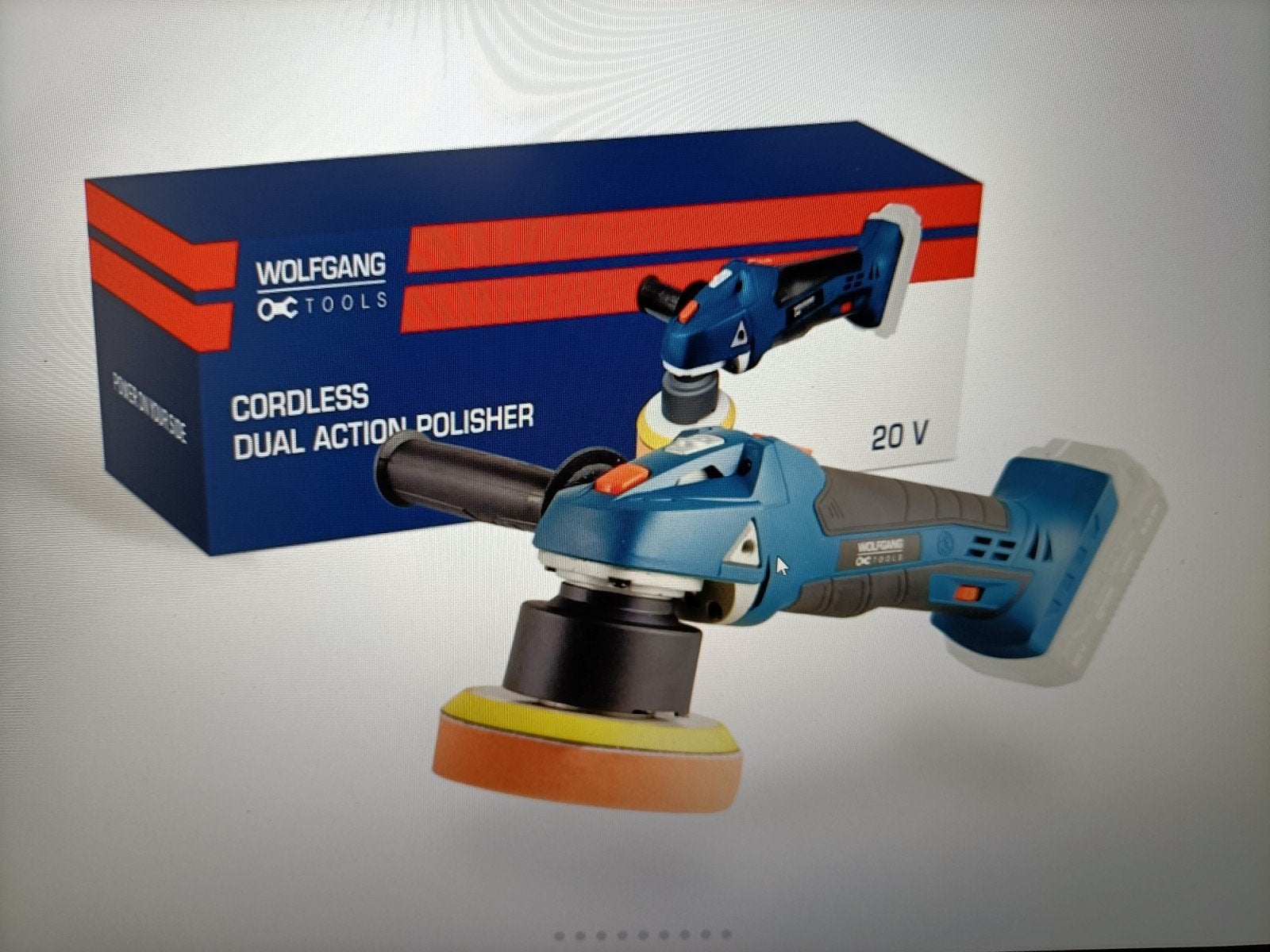 Wolfgang Tools Accu Dual Action Polijstmachine 20V, Ophalen of Verzenden, Minder dan 600 watt, Vlakschuurmachine