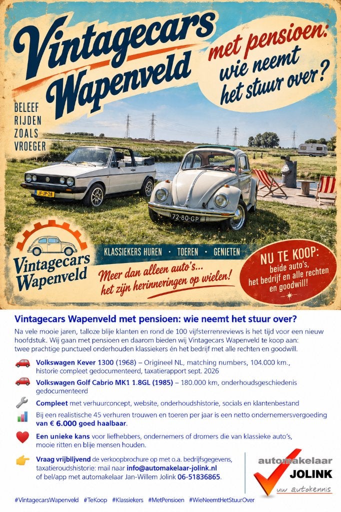 Te koop en te huur: VW kever 1968 en Golf MK1 cabrio 1985, Personenauto