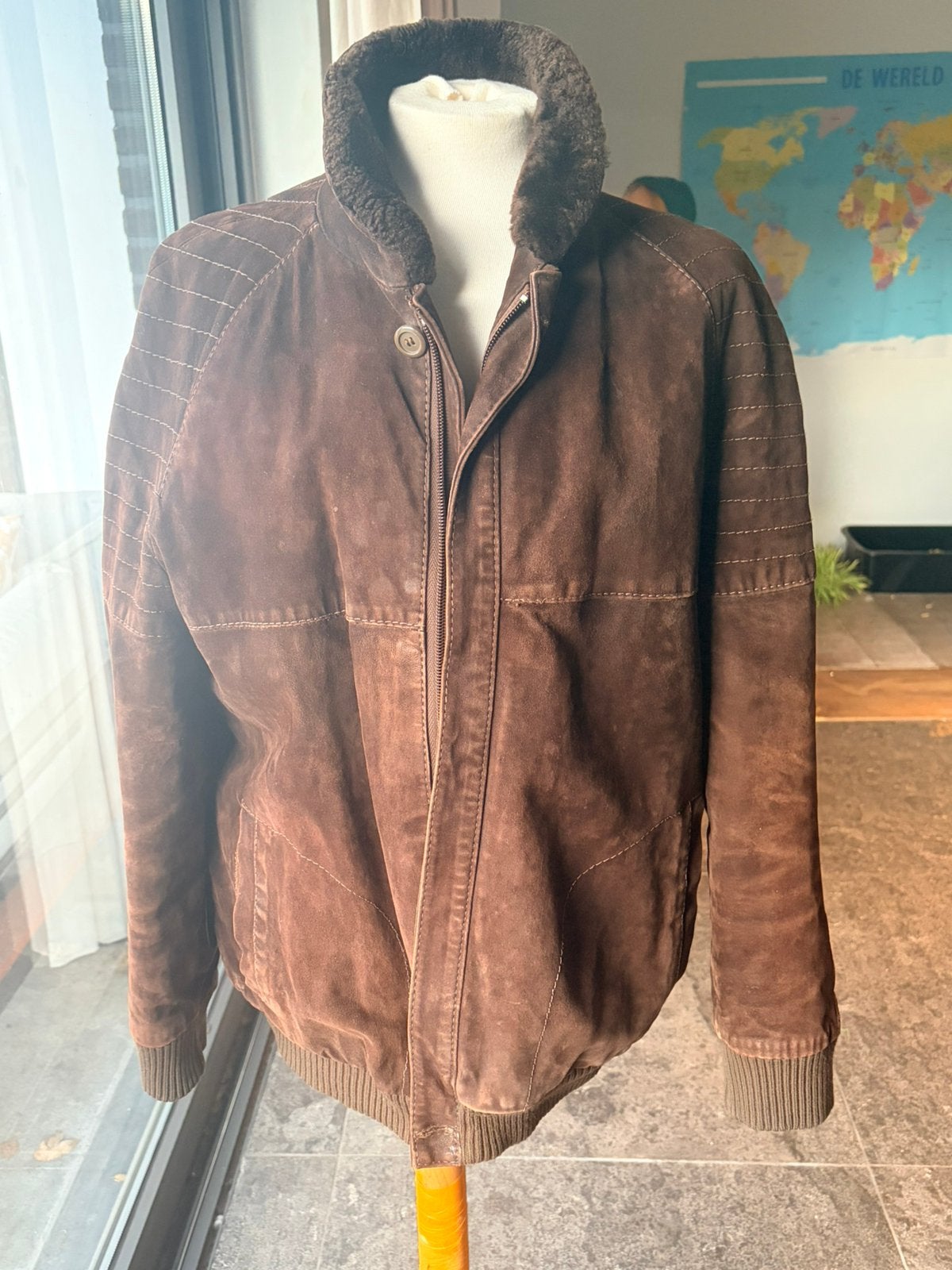 Suède winterjas vintage maat 40 bruin dames, Verzenden, Zo goed als nieuw, Maat 38/40 (M), Bruin