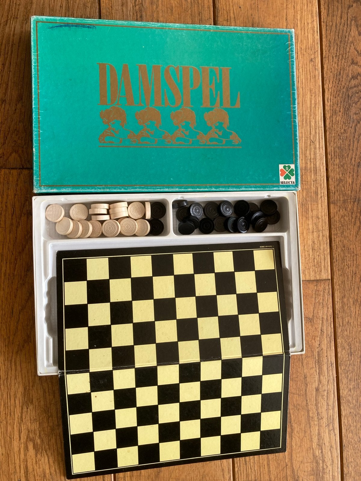 Damspeelbord met schijven - Selecta, Een of twee spelers, Ophalen of Verzenden, Gebruikt