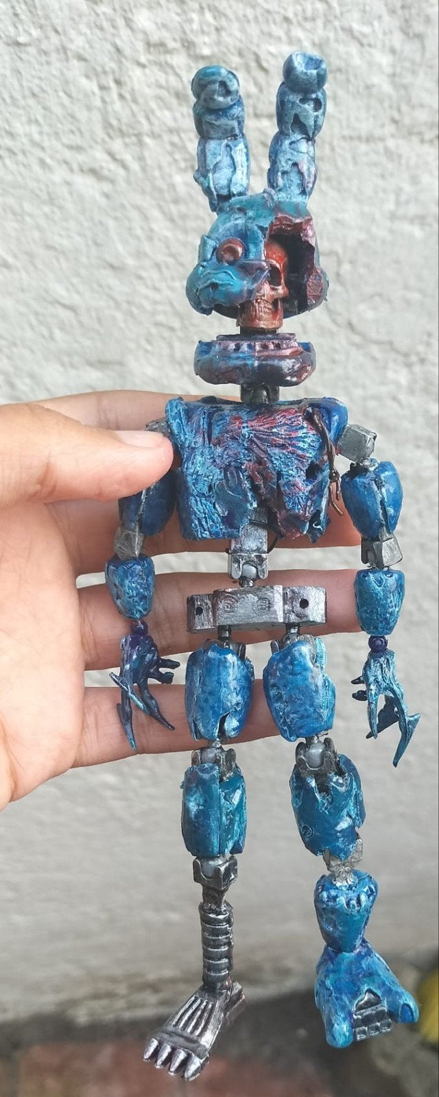 FNAF Withered Bonnie Custom Figuur - Afneembaar Masker, Ophalen of Verzenden, Gebruikt