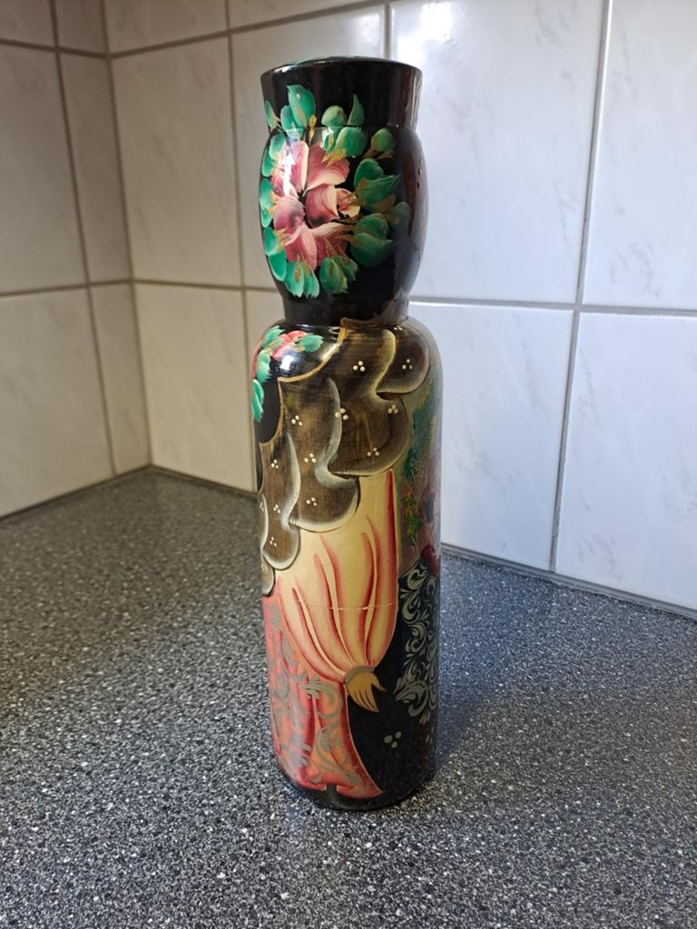 Vintage russische matroesjka fles hout, Ophalen of Verzenden