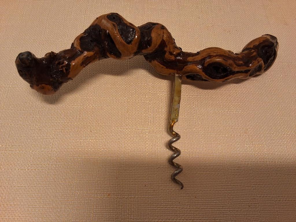 Vintage wijnrank kurkentrekker met ijzeren spiraal, Ophalen of Verzenden