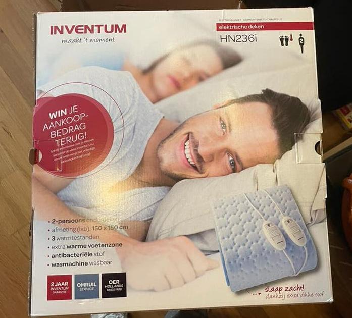 Inventum HN236i Elektrische Deken - 2-persoons, Blauw, Tweepersoons, Ophalen of Verzenden, Deken of Dekbed