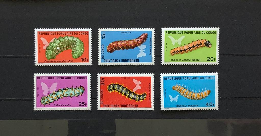 Congo 1971 Postfris Rupsen Vlinders, Ophalen of Verzenden, Postfris, Dier of Natuur