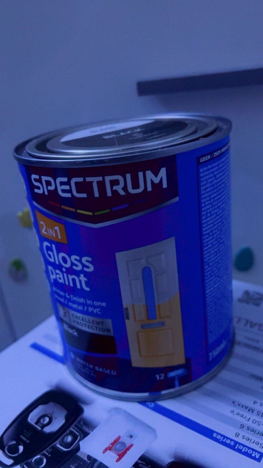 Spectrum 2-in-1 Glansverf Zwart 750ml, Doe-het-zelf en Verbouw, Verf, Beits en Lak, Zwart, Nieuw, Ophalen of Verzenden, Lak