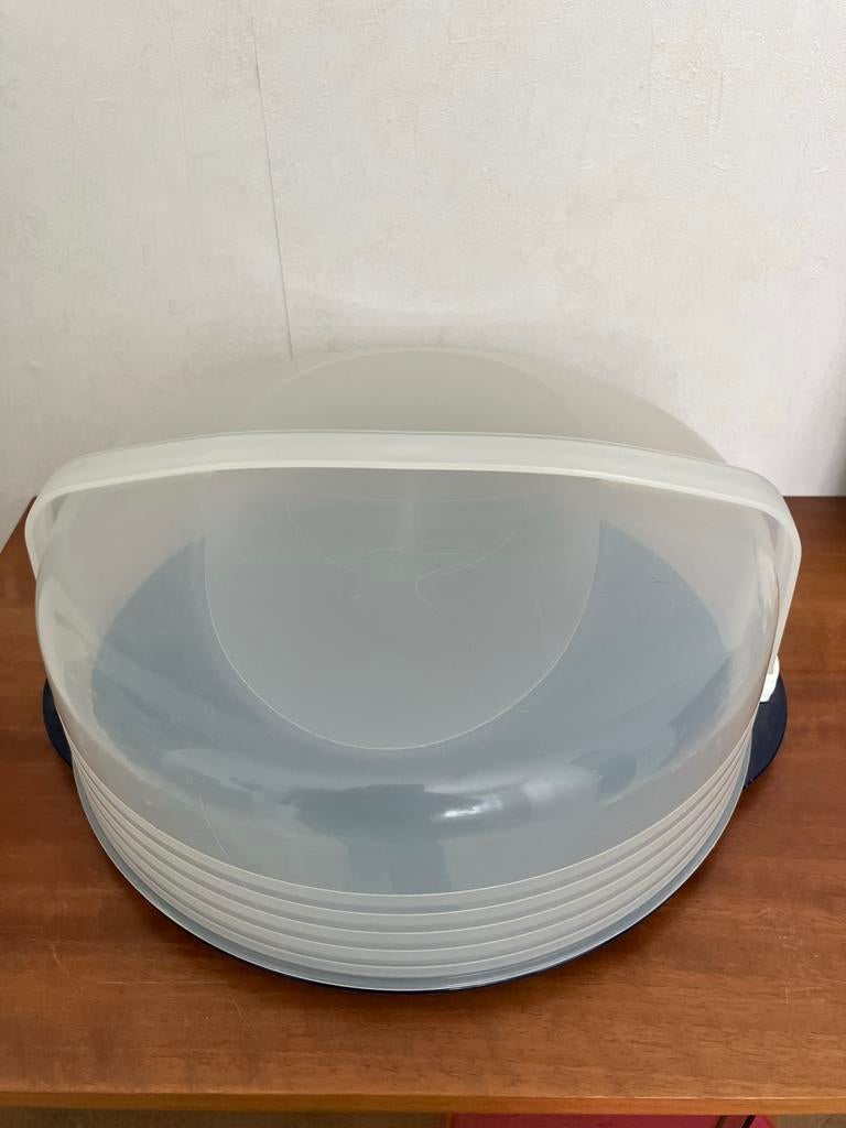 Tupperware taartdoos - Handige taartbewaarder, Ophalen of Verzenden, Gebruikt, Blauw, Bus of Trommel