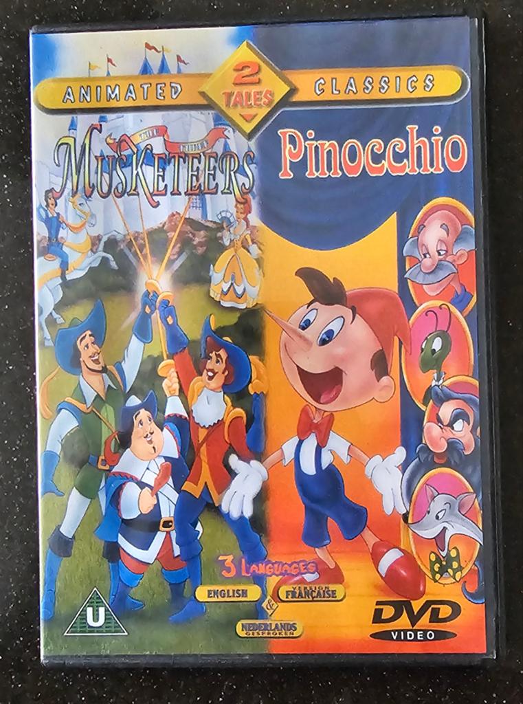 Dvd tekenfilms de 3 musketiers en pinokkio, Alle leeftijden, Ophalen of Verzenden, Zo goed als nieuw