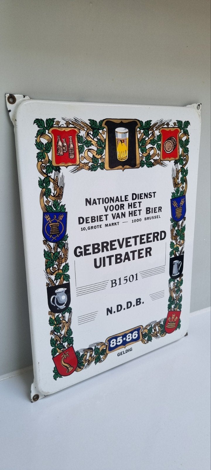 Emaille bord cafe bedrijf bar bier mancave, Ophalen of Verzenden, Gebruikt, Reclamebord