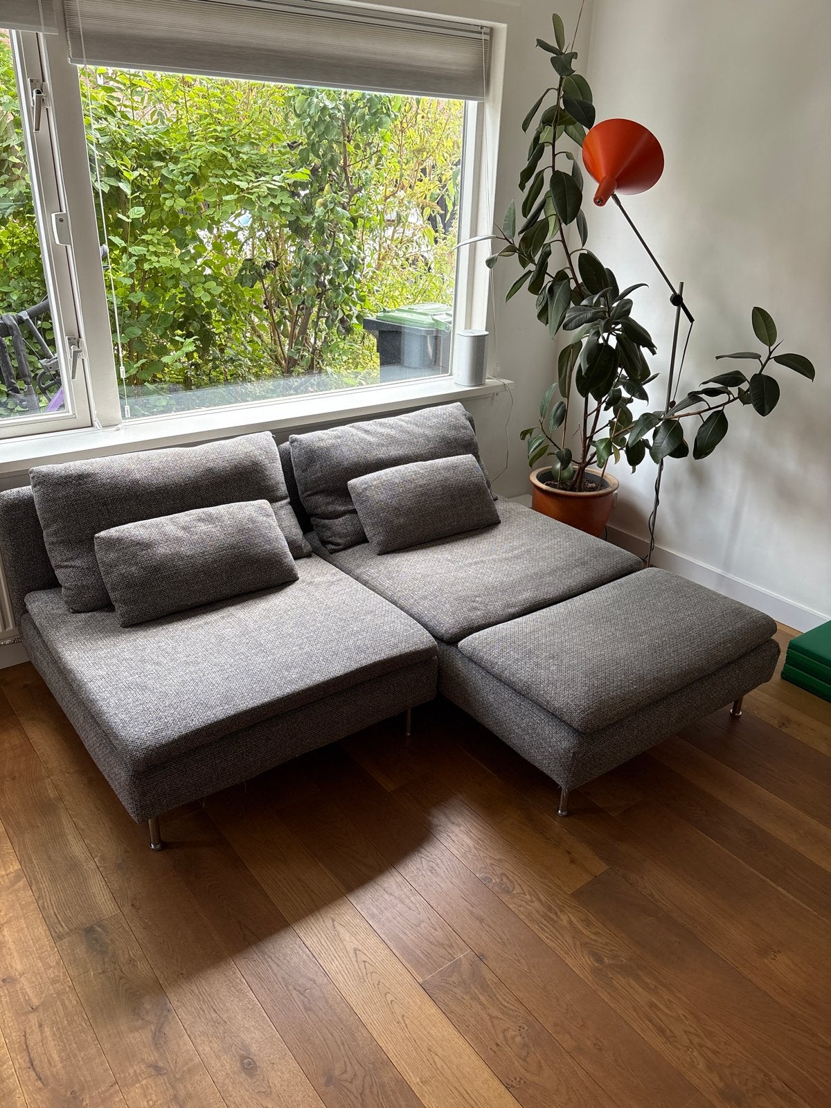 IKEA SODERHAMN - Grijze 2-zitsbank met chaise longue, Huis en Inrichting, Ophalen, 150 tot 200 cm, Tweepersoons, Zo goed als nieuw