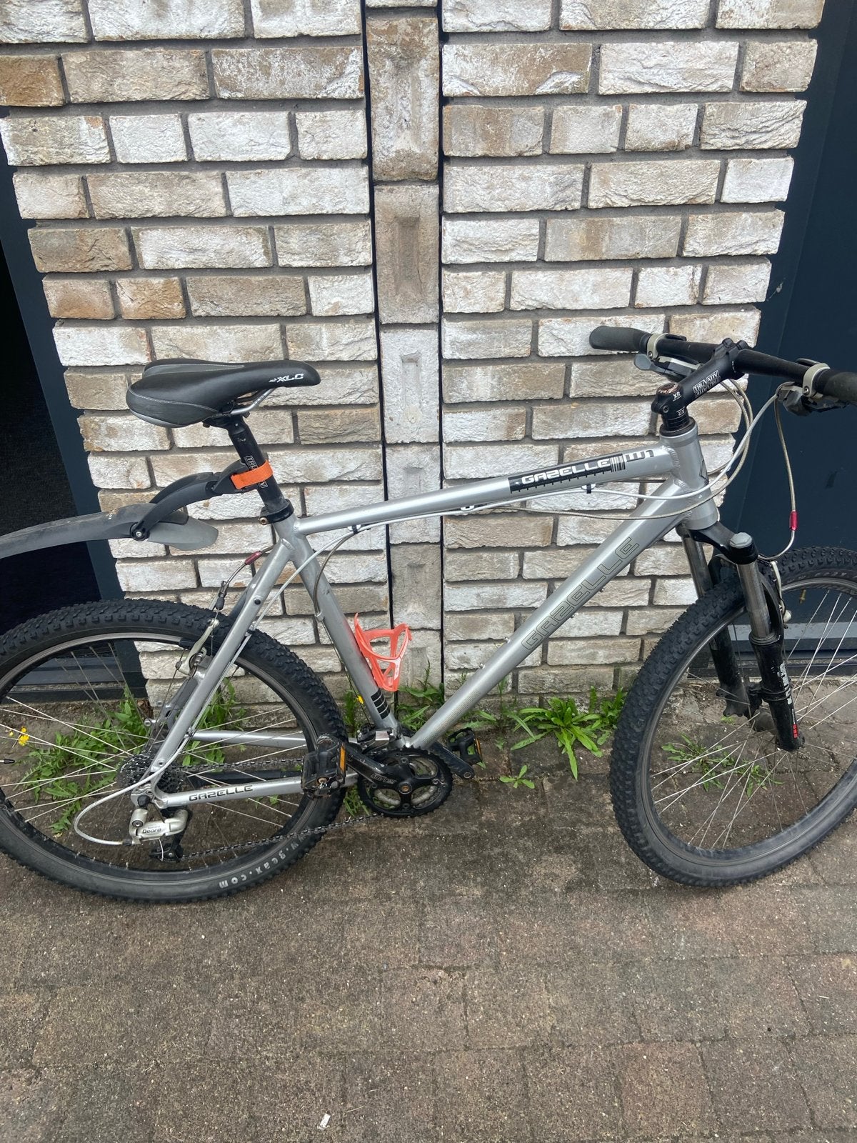 Gazelle mountainbike, zilverkleurig, Ophalen, Gebruikt, Hardtail, Velgrem