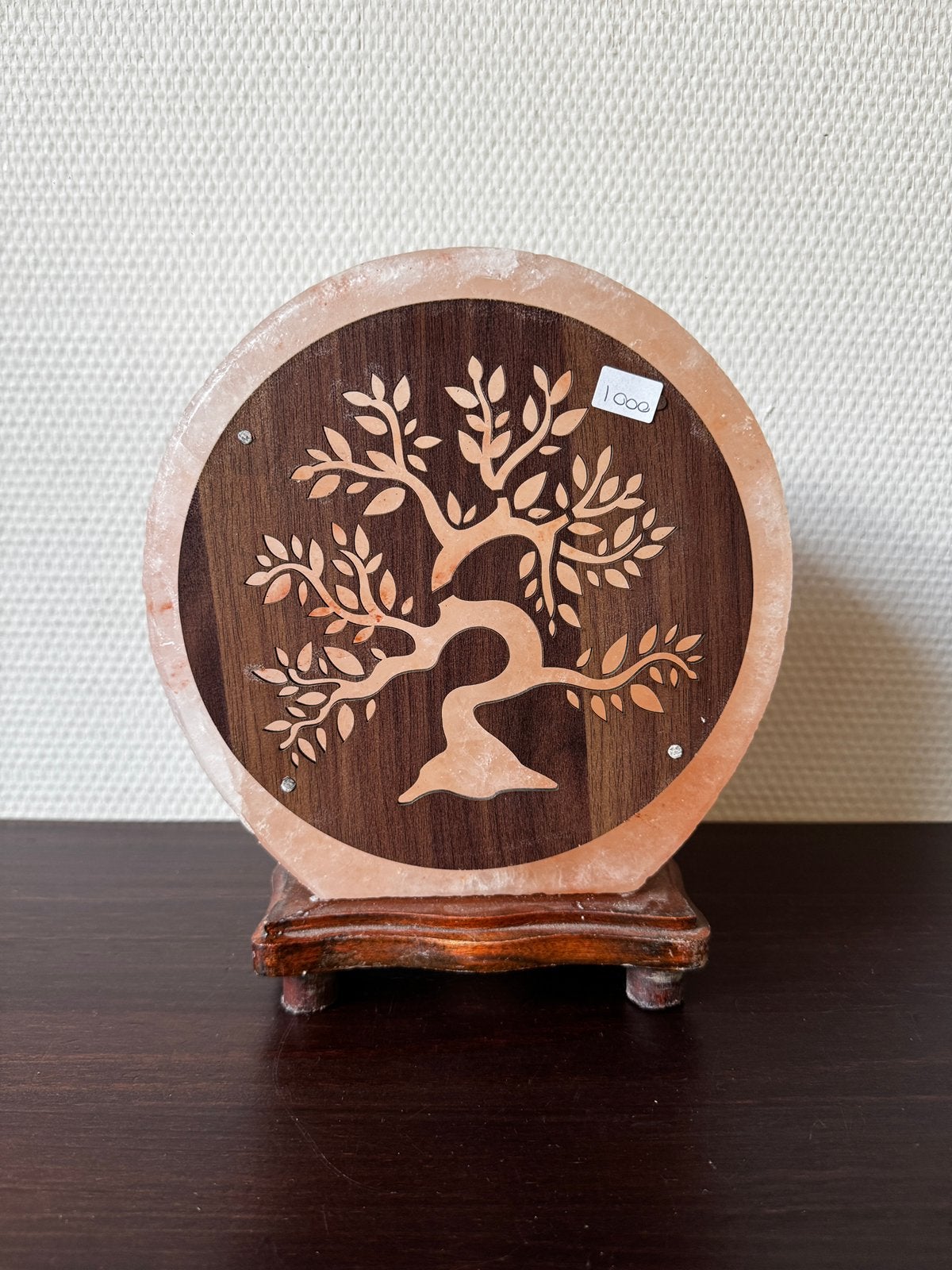 Zoutsteen, Zoutlamp met Houten Levensboom Zonder Verlichting, Ophalen