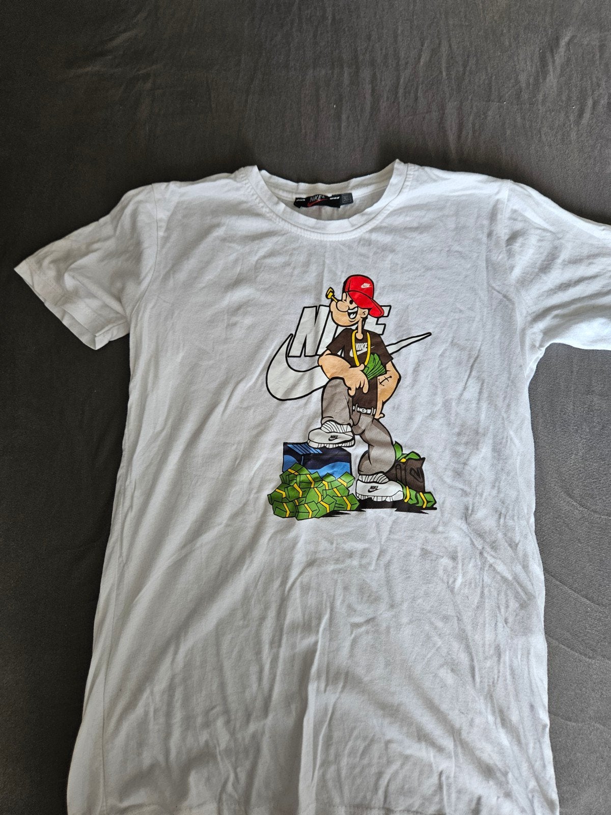 Nike T-shirt met Popeye print - Maat 146-152, Gebruikt, Jongen of Meisje, Ophalen of Verzenden, Shirt of Longsleeve