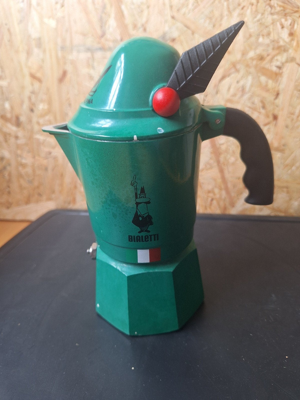 Bialetti Moka Alpina - Groene Italiaanse Koffiepot, Gebruikt, Koffiemachine, Gemalen koffie, Ophalen of Verzenden