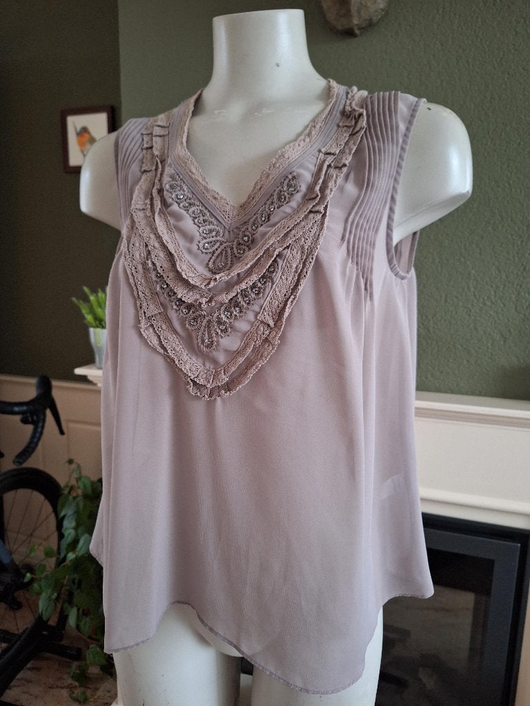 Cote de Femme romantische grijs beige top S 36, Cote de Femme, Verzenden, Beige, Zo goed als nieuw