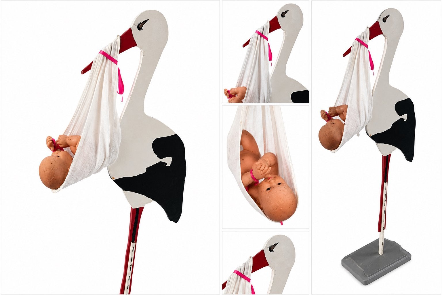 Houten Ooievaar met Baby - Geboorte/Kraamdecoratie, Ophalen of Verzenden, Gebruikt, Geboortebord