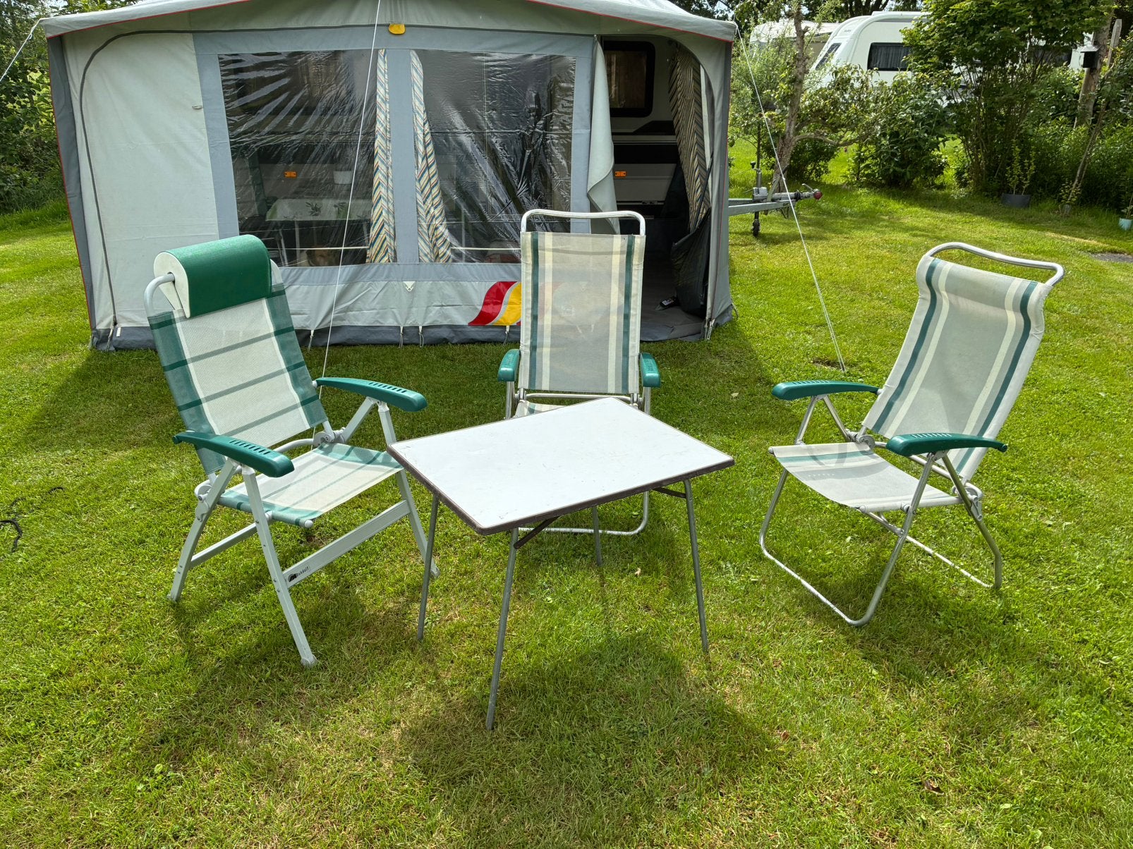 Kampeerstoelen / campingstoelen met tafeltje, Ophalen, Gebruikt, Campingstoel