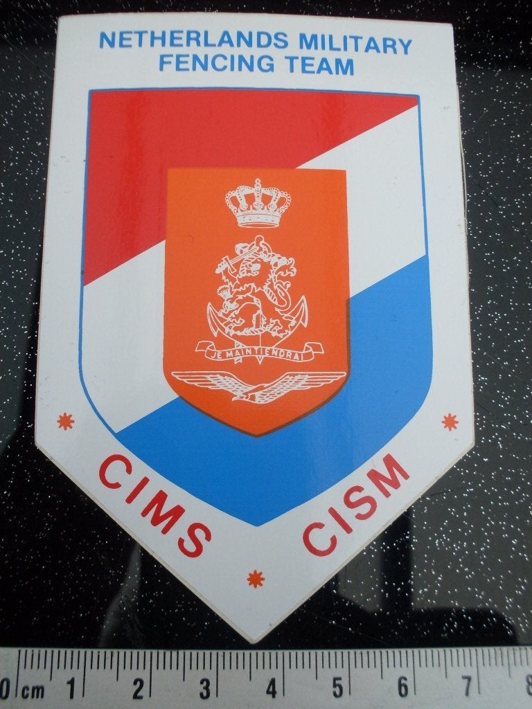 sticker netherlands military fencing team cims cism logo, Verzenden, Zo goed als nieuw, Sport
