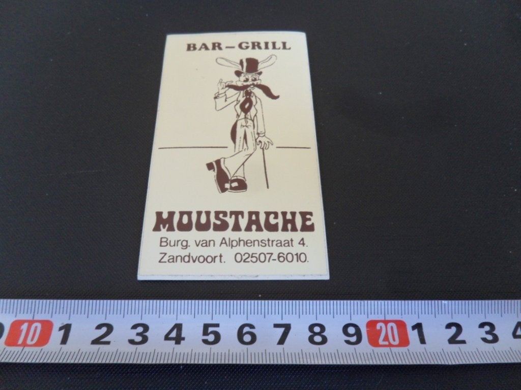sticker zandvoort bar grill MOUSTACHE burg van alphenstraat, Ophalen, Zo goed als nieuw