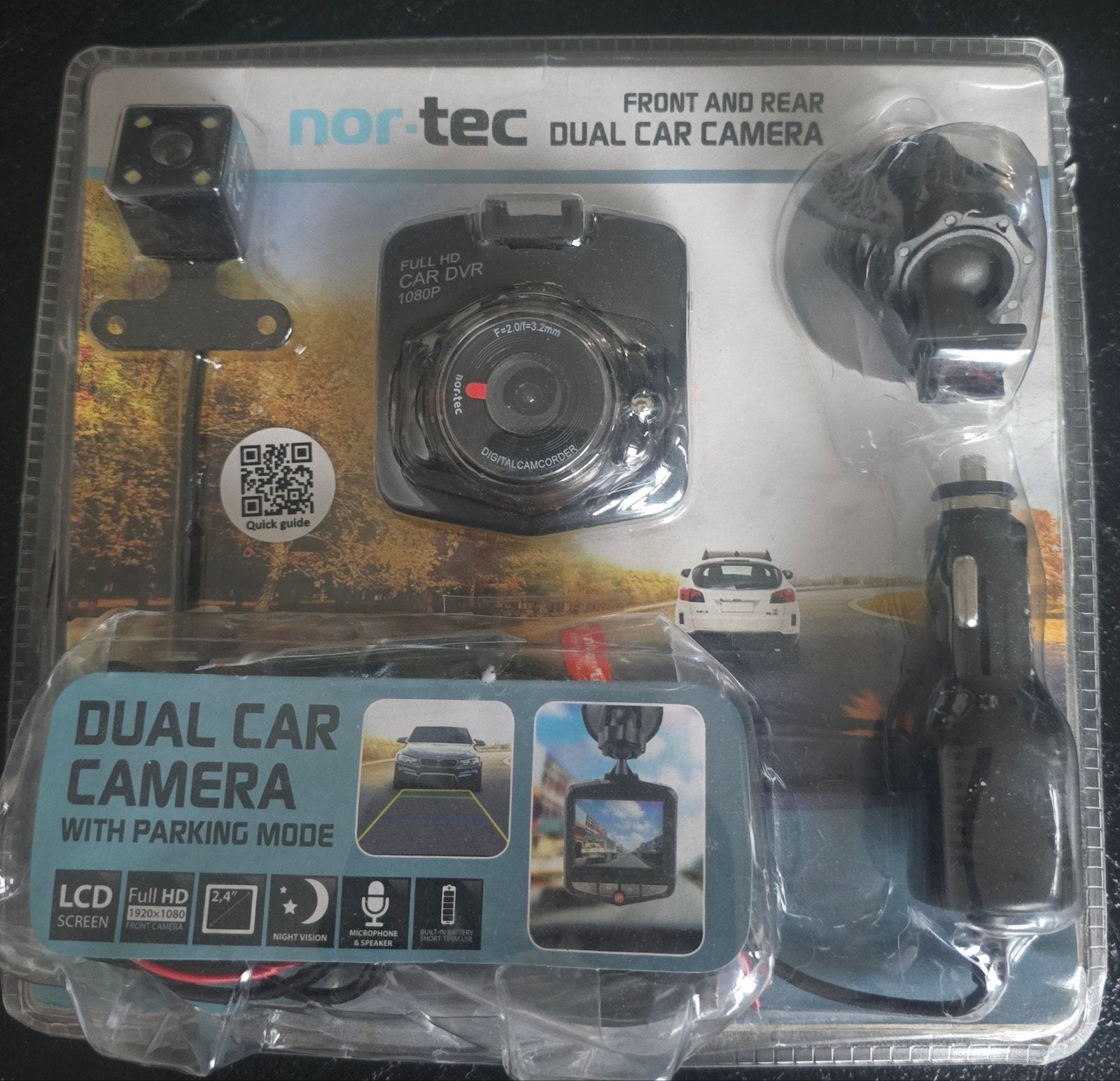 Nor-Tec Dual Car Camera Full HD DVR met Parkeermodus, Ophalen of Verzenden