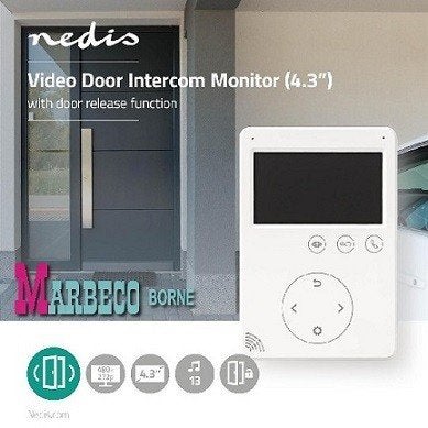 Deur videobewaking 4,3" kleurenscherm, Ontgrendelfunctie wit, Overige merken, Nedis, Nieuw, Info@marbeco.nl