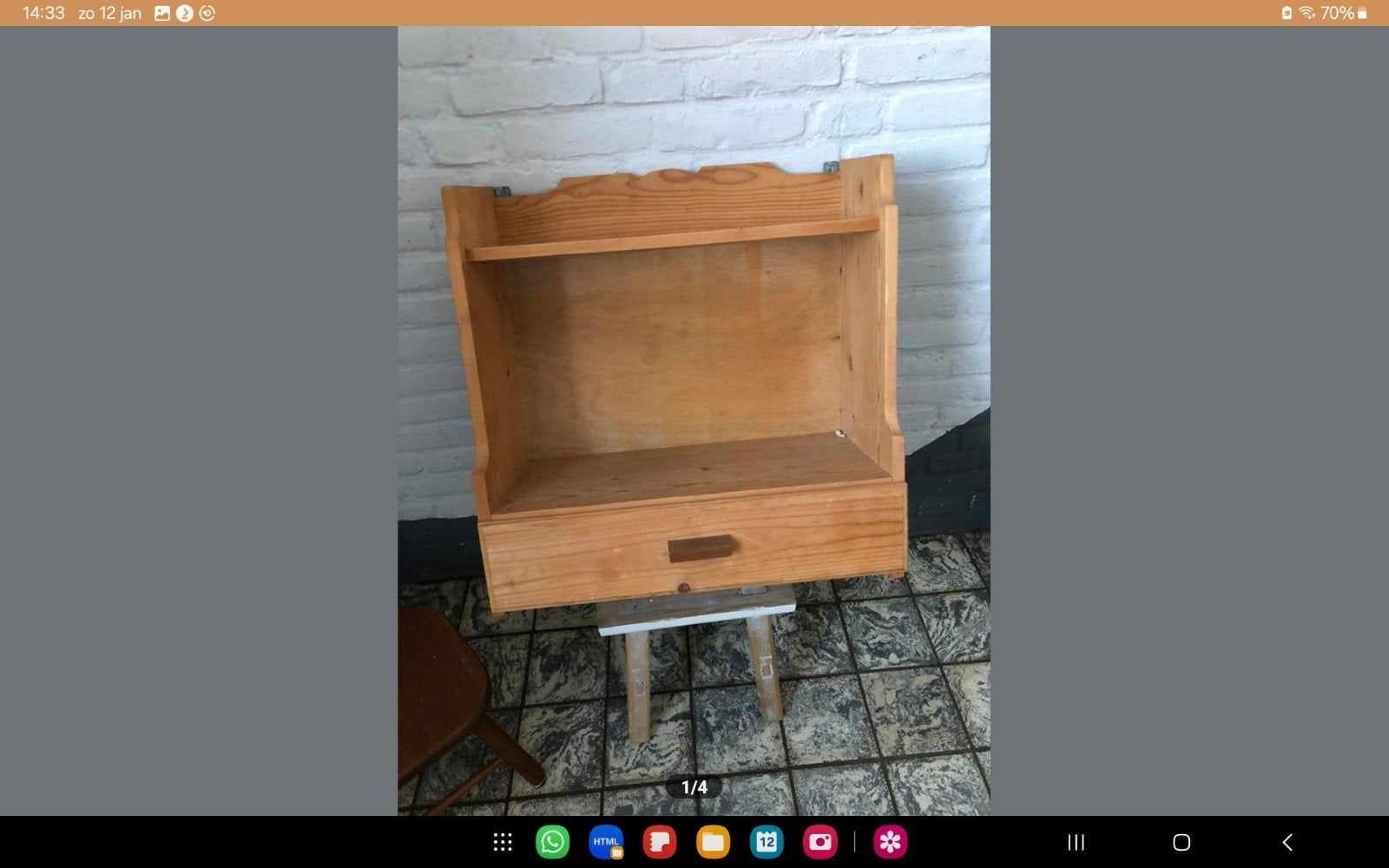 Mooi houten wandschap regaal met lade, Antiek en Kunst, Ophalen