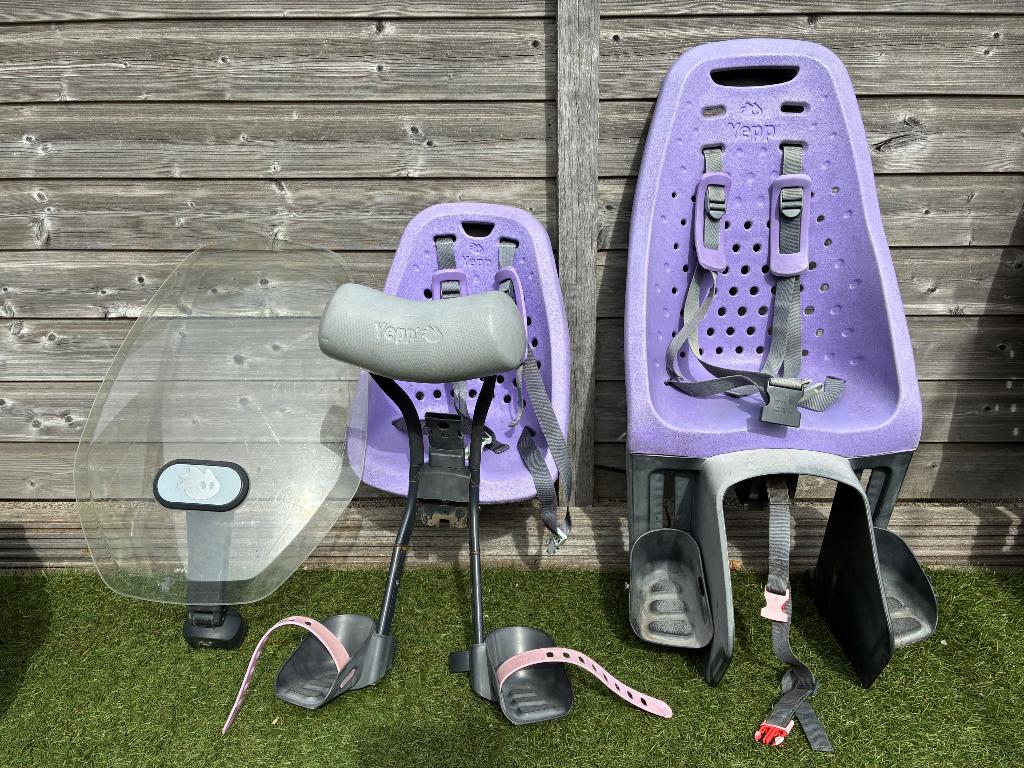 Yepp voorzitje met windscherm en achterzitje, Fietsen en Brommers, Fietsaccessoires | Fietsstoeltjes, Ophalen, Yepp, 0 t/m 18 kg