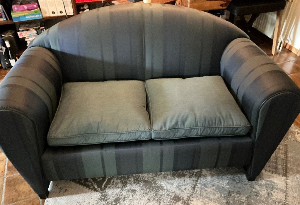 Donkerblauw 2 zits bankje, Ophalen, Gebruikt, Tweepersoons, 75 tot 100 cm