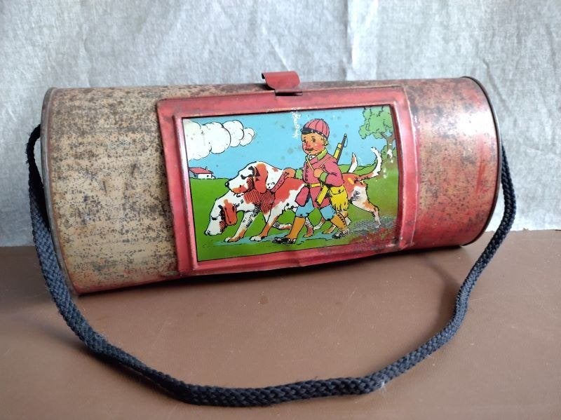 KinderBotaniseertrommel rood met afbeelding Vintage, Ophalen of Verzenden, Gebruikt