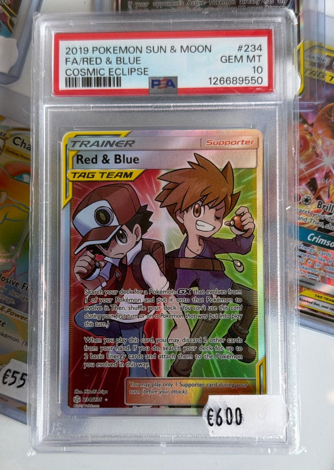Pokemon Comic Eclipse Red & Blue 234/236 PSA 10 Gem Mint, Ophalen, Nieuw, Losse kaart, Foil